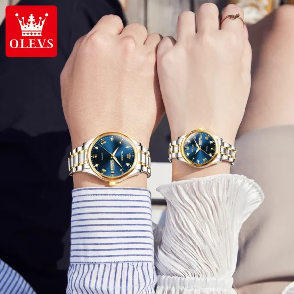 OLEVS 5563 Couple Stainless Steel Quartz Watches for Men and Women - Image 5