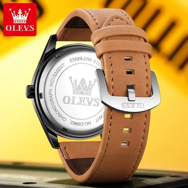 OLEVS 9962 Fashion Men Watch With Leather Strap - Image 6