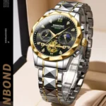 Binbond New Series Multi-Functional Quartz Watch -Two tone black - Image 2