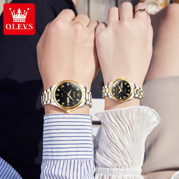 OLEVS 5563 Couple Stainless Steel Quartz Watches for Men and Women - Image 5