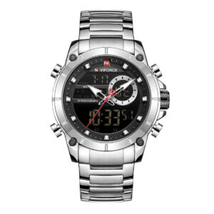 Naviforce NF9163 | Men’s Dual Movement Stainless Steel Watch-Silver