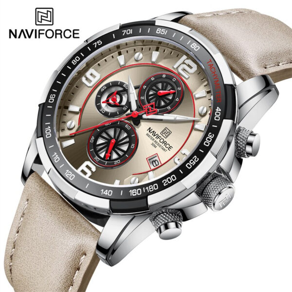 Naviforce 8020 Leather Men's Casual Business Watch - Image 2