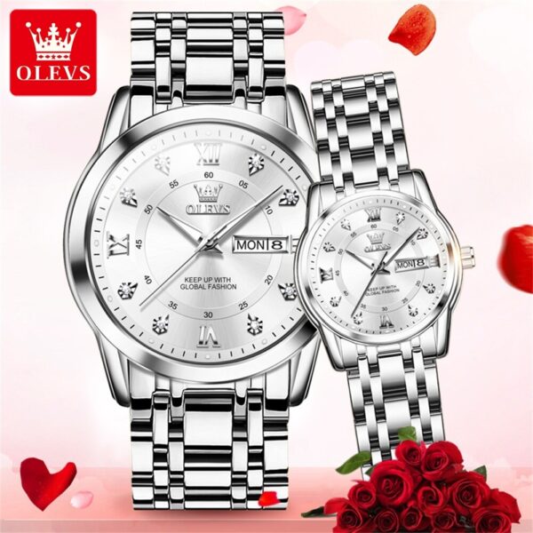 OLEVS 5513 Couple New Model Premium Quartz Watch - Image 3