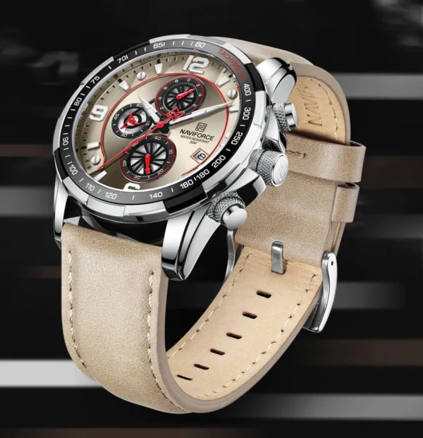 Naviforce 8020 Leather Men's Casual Business Watch - Image 3