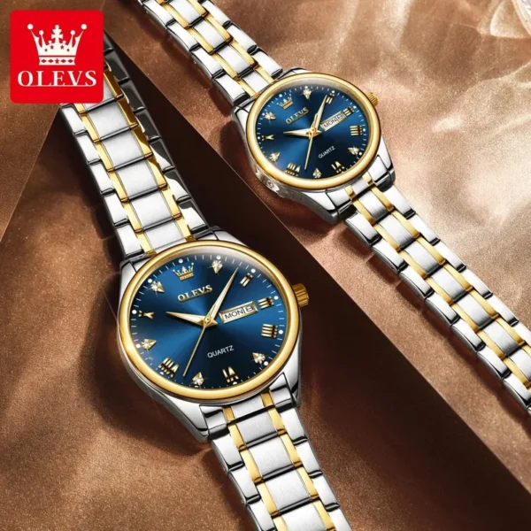 OLEVS 5563 Couple Stainless Steel Quartz Watches for Men and Women - Image 6