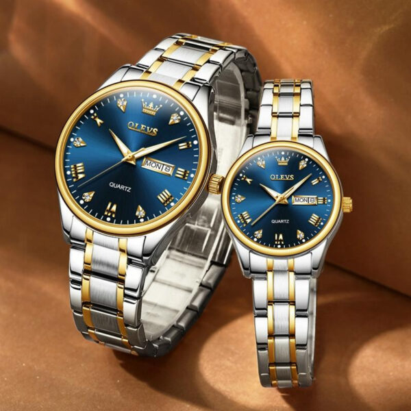OLEVS 5563 Couple Stainless Steel Quartz Watches for Men and Women - Image 3