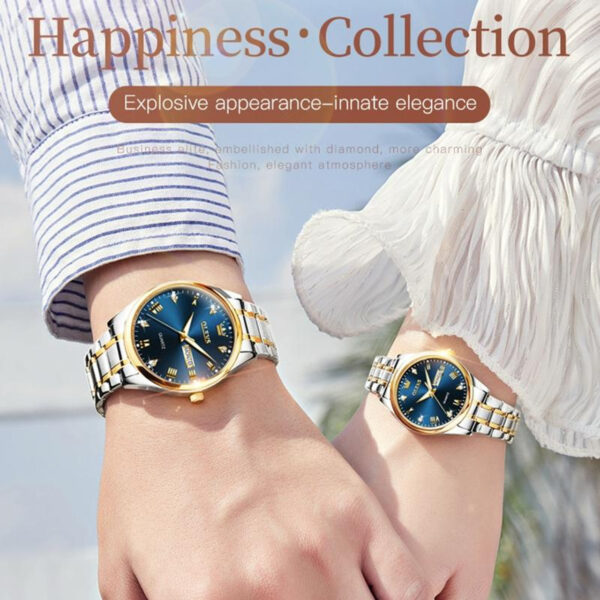 OLEVS 5563 Couple Stainless Steel Quartz Watches for Men and Women - Image 4