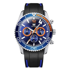 OLEVS 9916 Men Watch Luxury Rubber Strap Quartz Chronograph  Wristwatches