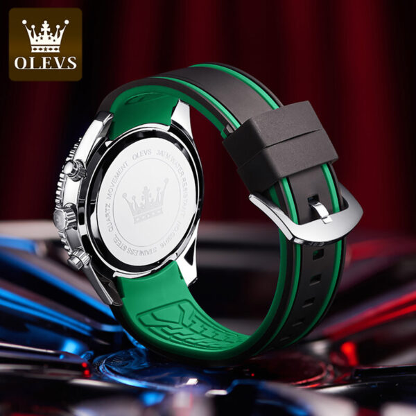 OLEVS 9916 Men Watch Luxury Rubber Strap Quartz Chronograph  Wristwatches - Image 3
