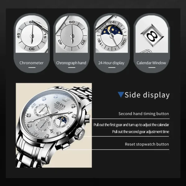 OLEVS 2889 Quartz Chronograph Watch for Men - Image 3