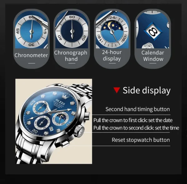 OLEVS 2889 Quartz Chronograph Watch for Men - Image 4