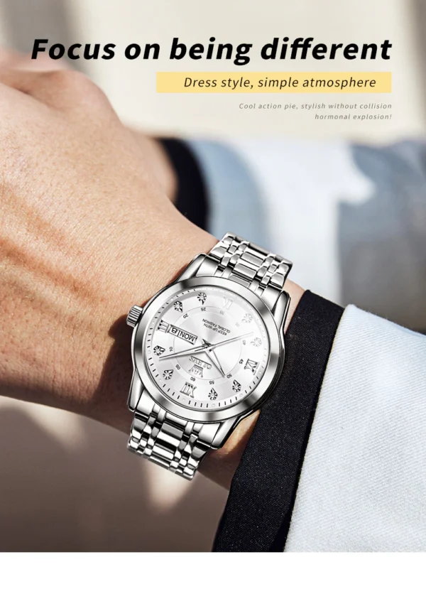 OLEVS 5513 Stainless steel  Luxury Quartz Original Brand Watch for Men - Image 3