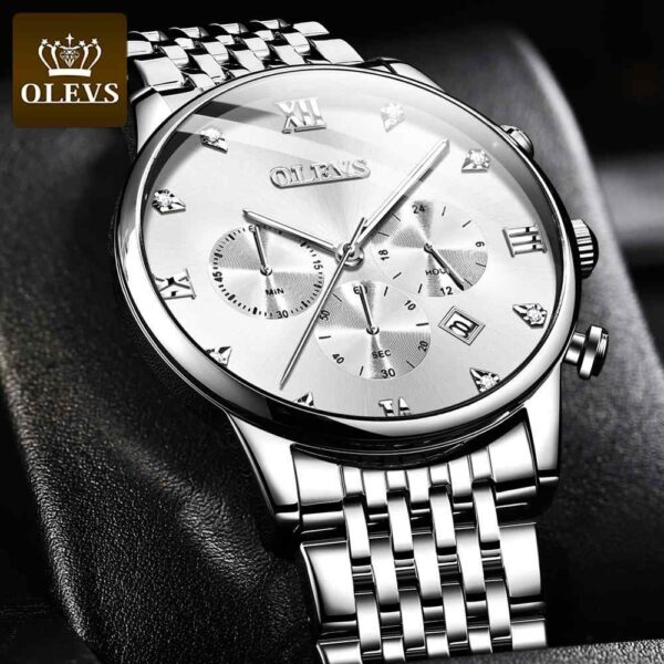 OLEVS 2868 Stainless Steel Chronograph Watch For Men - Image 2