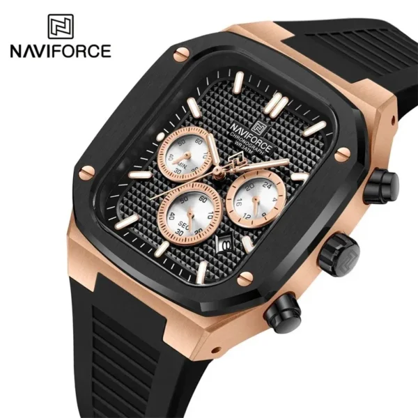 NAVIFORCE 8037 Luxury Quartz Wrist Watch Chronograph Sport Silicone Watch For Male - Image 2