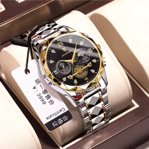 Poedagar 996 Multifunctional Chronograph Quartz Watch For Men - Image 2