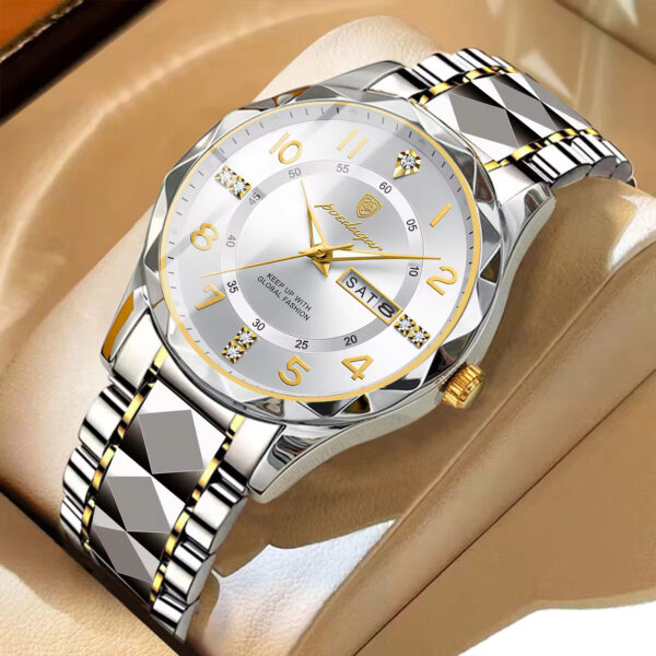 POEDAGAR 858 Luxury Man Wristwatch Waterproof Luminous Date Week Men Watch Sport Stainless Steel - Image 2