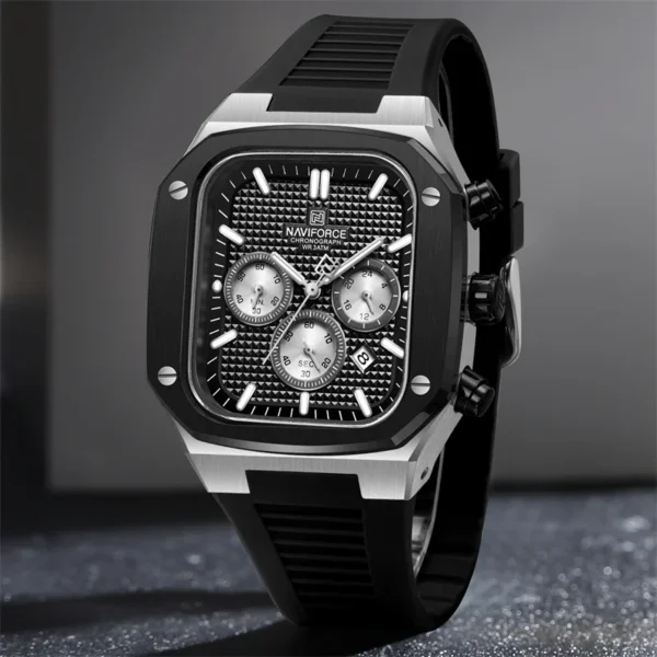 NAVIFORCE 8037 Luxury Quartz Wrist Watch Chronograph Sport Silicone Watch For Male - Image 2