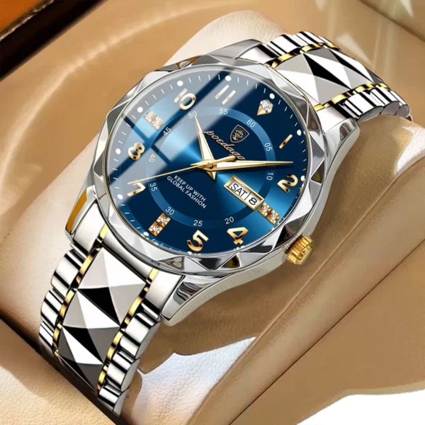 POEDAGAR 858 Luxury Man Wristwatch Waterproof Luminous Date Week Men Watch Sport Stainless Steel - Image 2