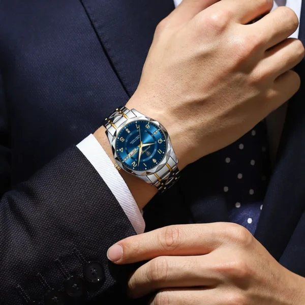 POEDAGAR 858 Luxury Man Wristwatch Waterproof Luminous Date Week Men Watch Sport Stainless Steel - Image 3