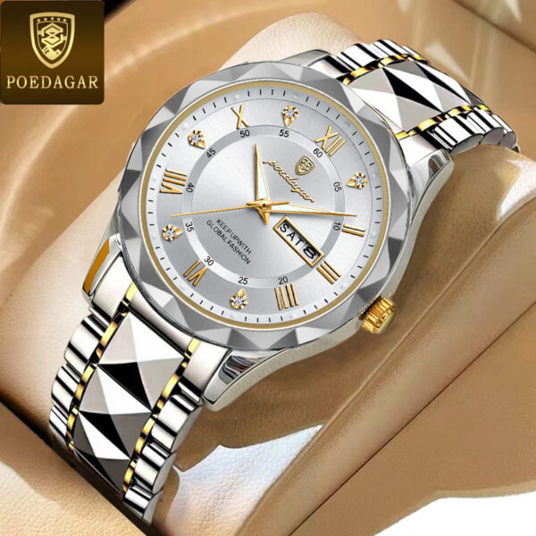 POEDAGAR 615 Quartz Stainless Steel Watch For Men - Image 2
