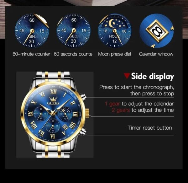 OLEVS 5529 Quartz Multifunction Fashion Watch For Men - Image 6