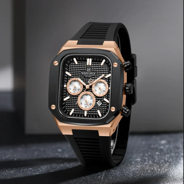 NAVIFORCE 8037 Luxury Quartz Wrist Watch Chronograph Sport Silicone Watch For Male - Image 3