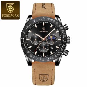 POEDAGAR 609 Chronograph Quartz Luminous Calendar Men's Watch