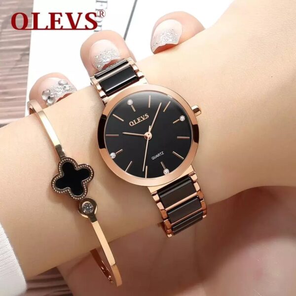 OLEVS 5877 Quartz Stainless Steel Watch For Women - Image 2