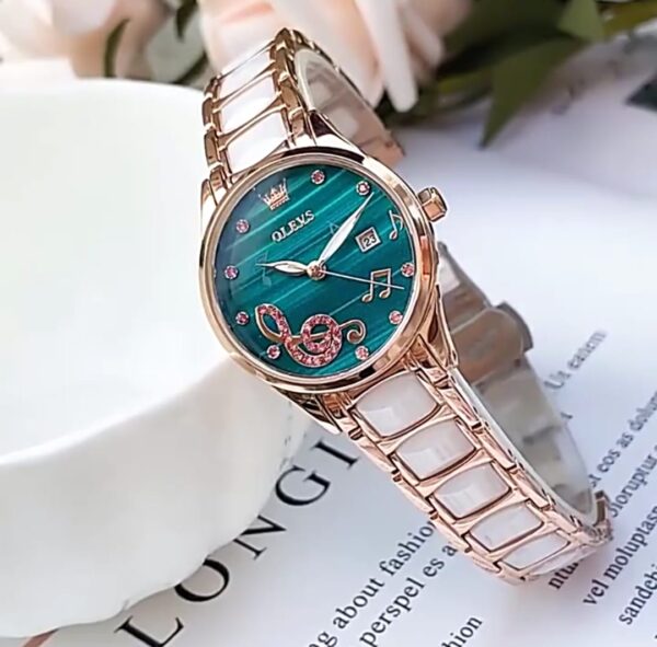 Olevs 3605 Ceramics strap Watch For Women - Image 4