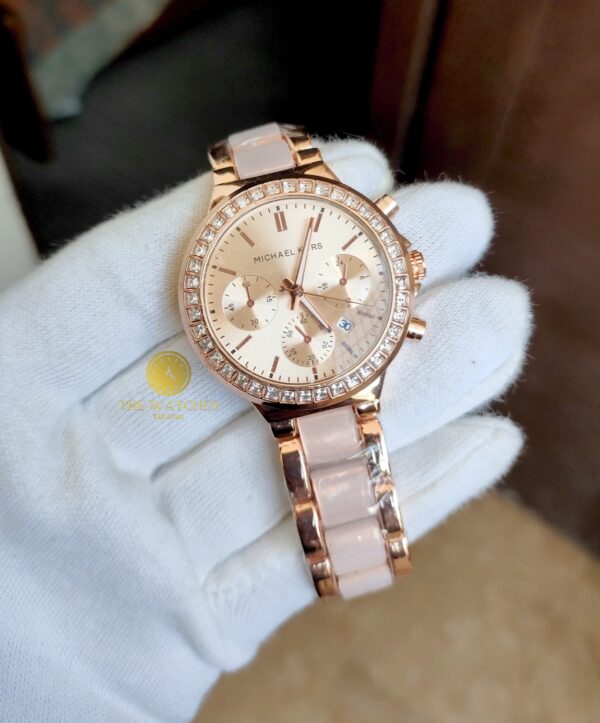 MK Rose Gold Stylish Chronograph Style Watch for Her-Rose Gold