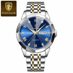 POEDAGAR 810 Daimond cut Quartz Luminous Calendar Men's Watch
