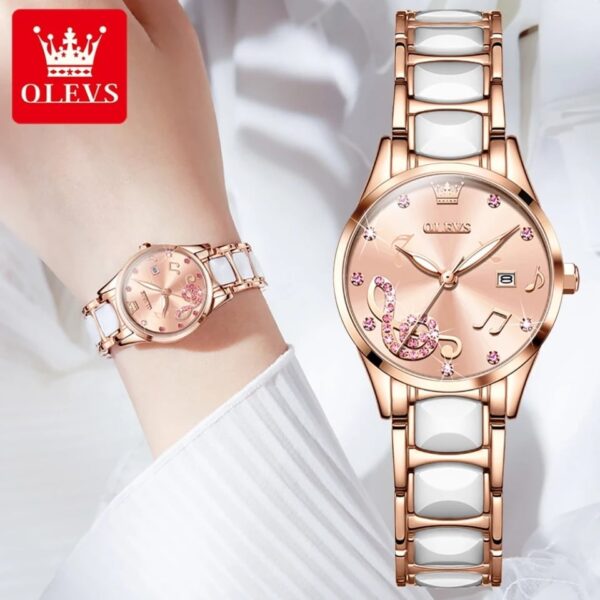Olevs 3605 Ceramics strap Watch For Women - Image 5