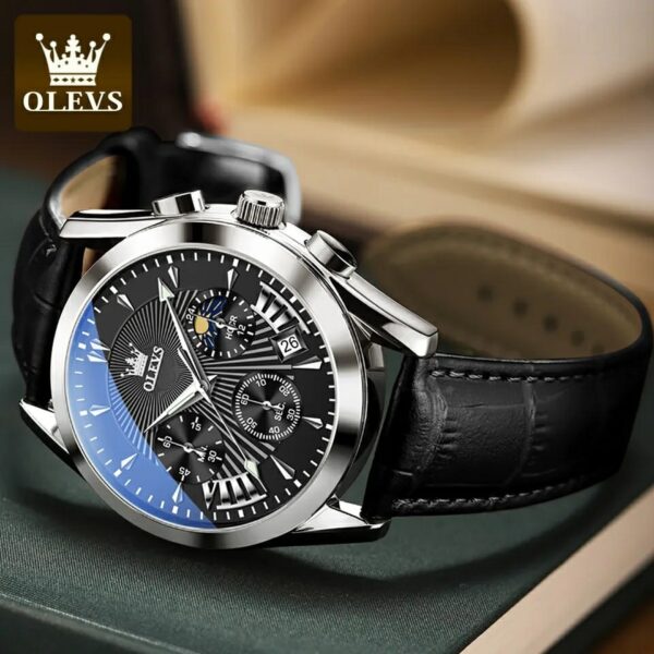 OLEVS 2876 Quartz Leather Strap Watches for Men - Image 3