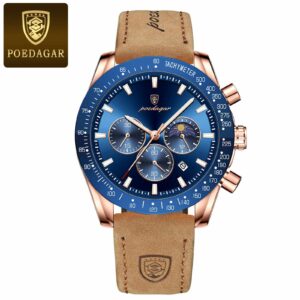 POEDAGAR 609 Chronograph Quartz Luminous Calendar Men's Watch