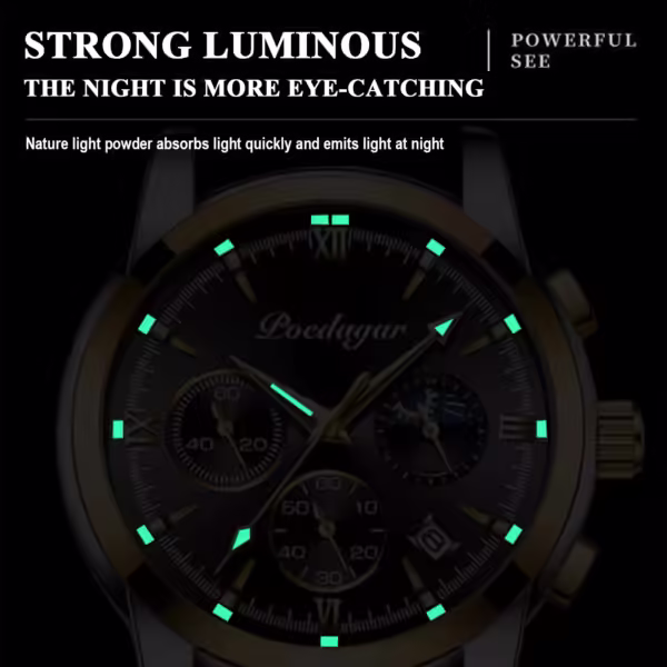 POEDAGAR 805 Chronograph Quartz Luminous Calendar Men's Watch - Image 2