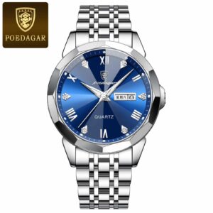POEDAGAR 810 Daimond cut Quartz Luminous Calendar Men's Watch