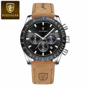 POEDAGAR 609 Chronograph Quartz Luminous Calendar Men's Watch