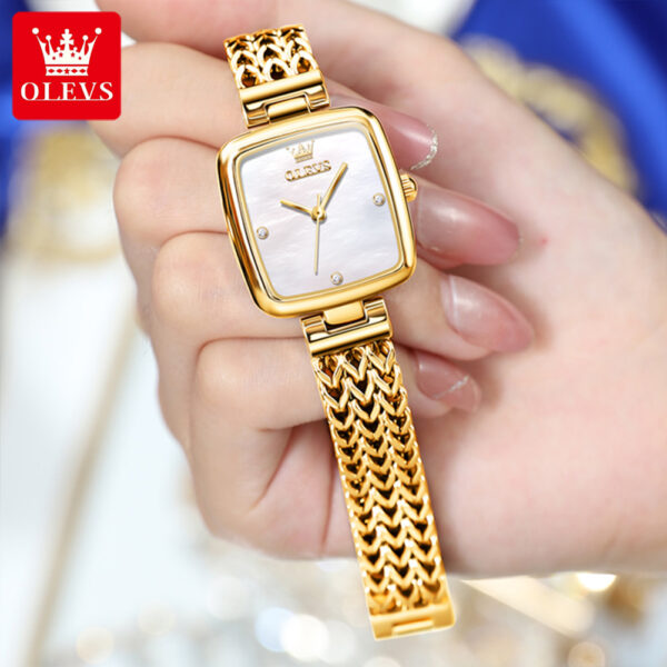 OLEVS 9948 Square Quartz Stainless Steel Watch for Women - Image 4