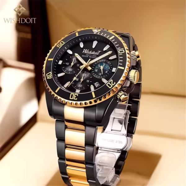 WISHDOIT Stainless Steel Chronograph Watch for Men - Image 3