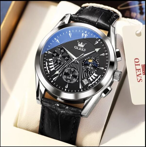 OLEVS 2876 Quartz Leather Strap Watches for Men - Image 5