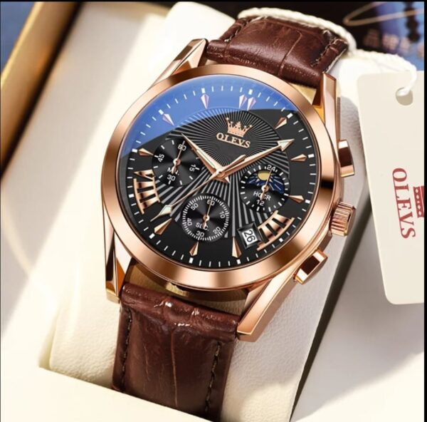 OLEVS 2876 Quartz Leather Strap Watches for Men - Image 4