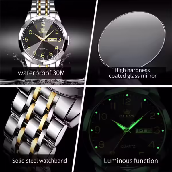 OLEVS 9970 stainless steel quartz watch for man - Image 4