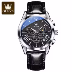 OLEVS 2876 Quartz Leather Strap Watches for Men