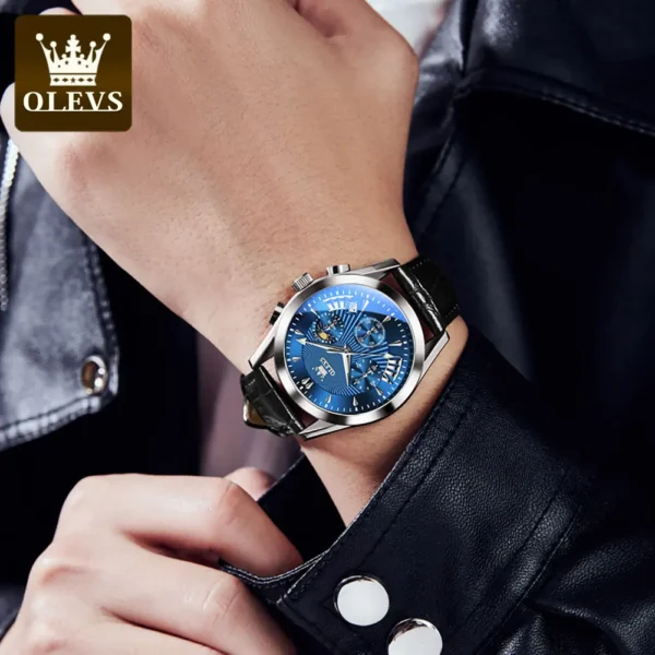 OLEVS 2876 Quartz Leather Strap Watches for Men - Image 5