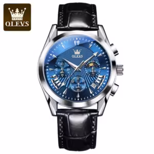OLEVS 2876 Quartz Leather Strap Watches for Men