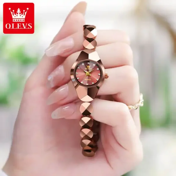 OLEVS 7007 Tungsten Steel Quartz Watch for Women Luxury Fashion - Image 2