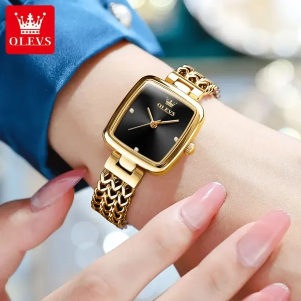 OLEVS 9948 Square Quartz Stainless Steel Watch for Women - Image 3
