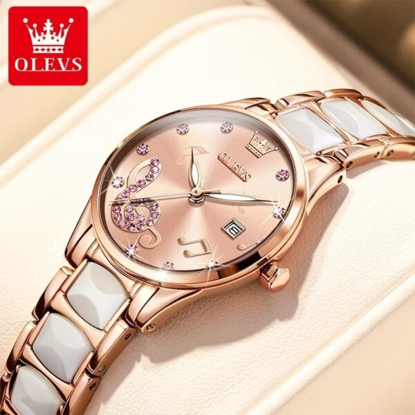 Olevs 3605 Ceramics strap Watch For Women - Image 2