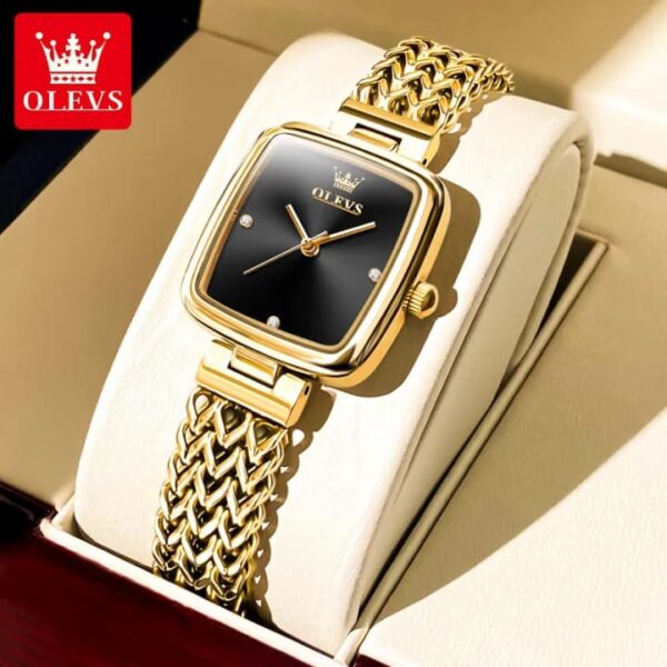 OLEVS 9948 Square Quartz Stainless Steel Watch for Women - Image 2