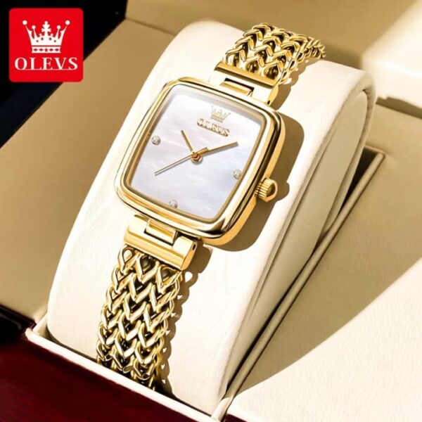 OLEVS 9948 Square Quartz Stainless Steel Watch for Women - Image 2